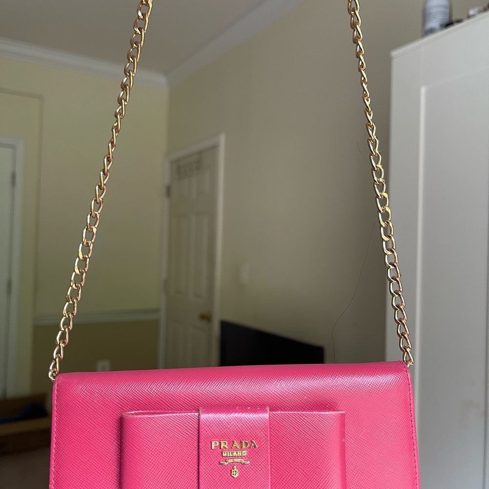 Prada Pink Crossbody Bag with Gold Chain